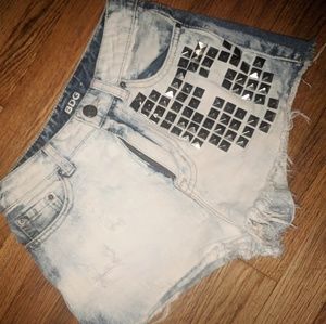 BDG light/dark wash distressed shorts